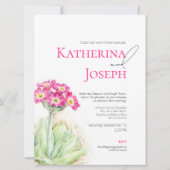 アルプスのプリムローズ 水彩 ピンク 縦 ウェディング 招待状 (正面)