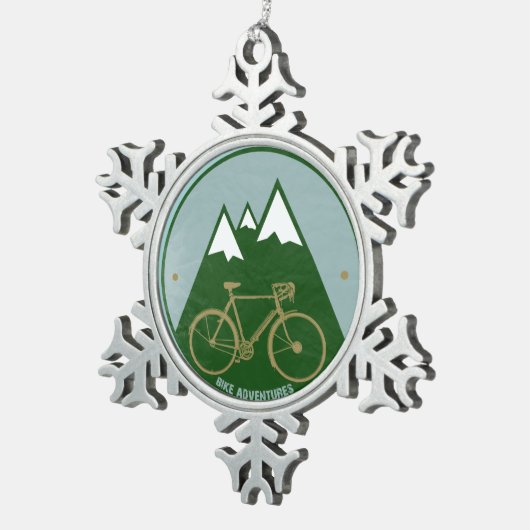アルプスの寒いマウンテンバイク スノーフレークピューターオーナメント (右)