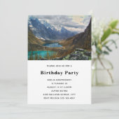 アルプスの山々と美しい自然の写真の誕生日 招待状 (スタンド正面)