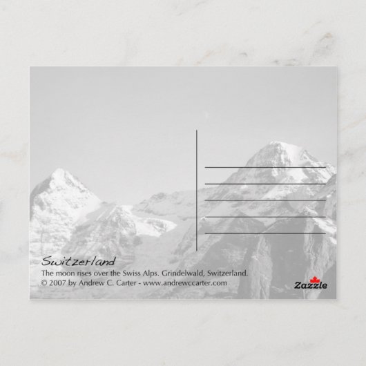 アルプスの月の出 ポストカード (裏面)