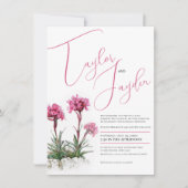 アルプスの集水色ピンクの花の結婚式 招待状 (正面)