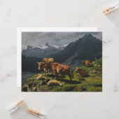 アルプスの風景の中の牛と羊 カード (正面/裏面インサイチュ)