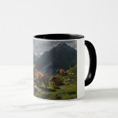 アルプスの風景の中の牛と羊 マグカップ (正面右)