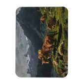 アルプスの風景の中の牛と羊 マグネット (縦)