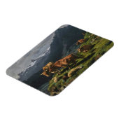 アルプスの風景の中の牛と羊 マグネット (左側)