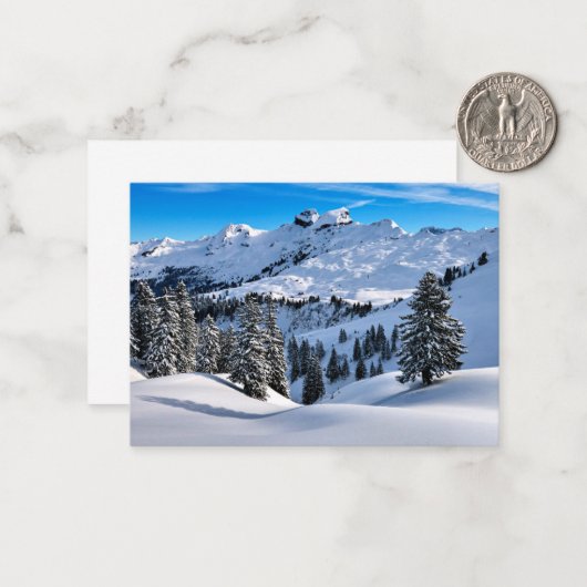 アルプスの麓、風光明媚な冬の写真 ノートカード (正面/裏面インサイチュ)