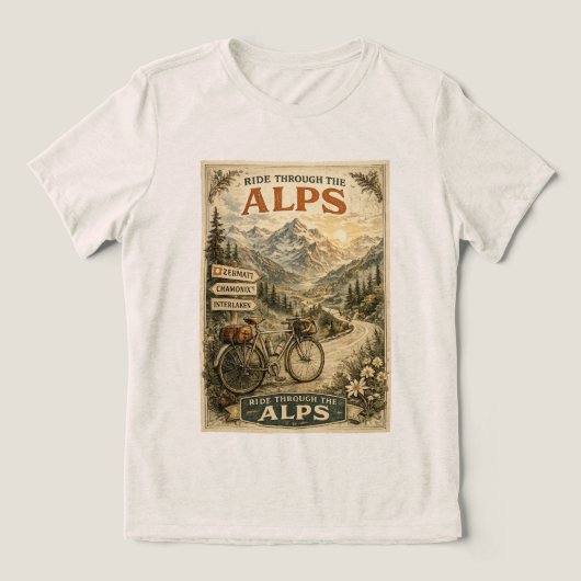 アルプスを走る ビンテージ自転車の旅 トライブレンドＴシャツ (デザイン正面)