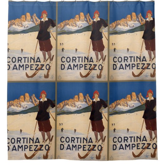 アルプスイタリアンヴィンテージ旅行ポスターシャワーカーテン シャワーカーテン (正面)