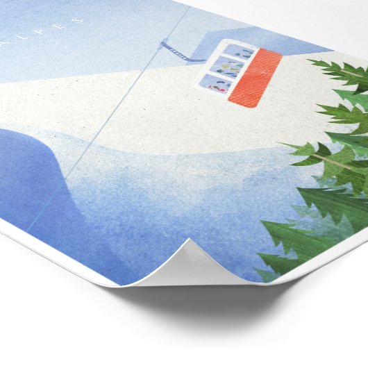 アルプスヴィンテージスキー旅行ポスター ポスター (角)