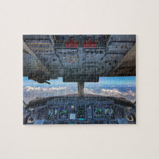 アルプス上の飛行機の操縦室の眺め ジグソーパズル