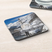 アルプス山脈と雪の中の教会 コースター (左側)