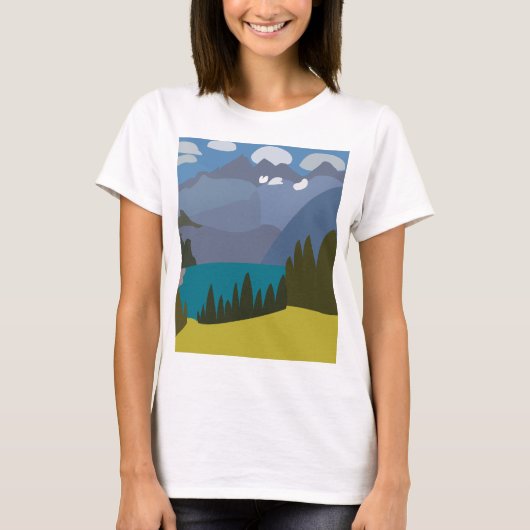アルプス山脈の湖ハイキング Tシャツ (正面)