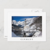 アルプス山脈を持つ雪の中の教会 ポストカード (正面/裏面)