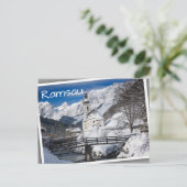 アルプス山脈を持つ雪の中の教会 ポストカード (スタンド正面)