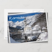 アルプス山脈を持つ雪の中の教会 ポストカード (正面/裏面)