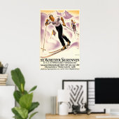 アルプス山 スキー サン・モリッツ ポスター (ホームオフィス)
