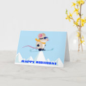 アルプス誕生日のスキーパトロールマウス カード (黄色い花)