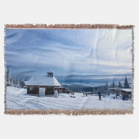 アルプス雪山のチャペル スローブランケット (正面)