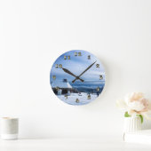 アルプス雪山のチャペル ラウンド壁時計 (ホーム)