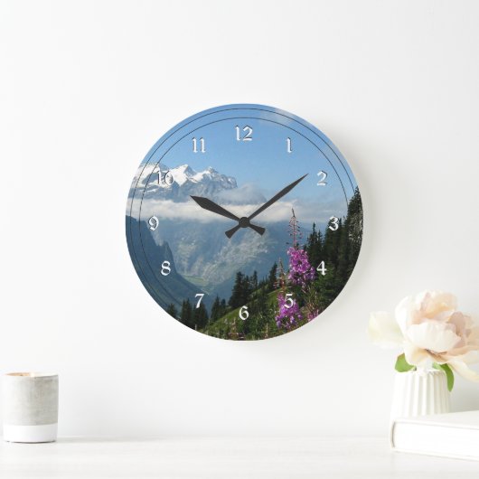 アルプス-スイスの美しい名勝写真 ラージ壁時計 (ホーム)