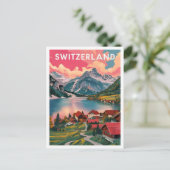 アルプス スイス 芸術 旅行 イラスト ポストカード (スタンド正面)