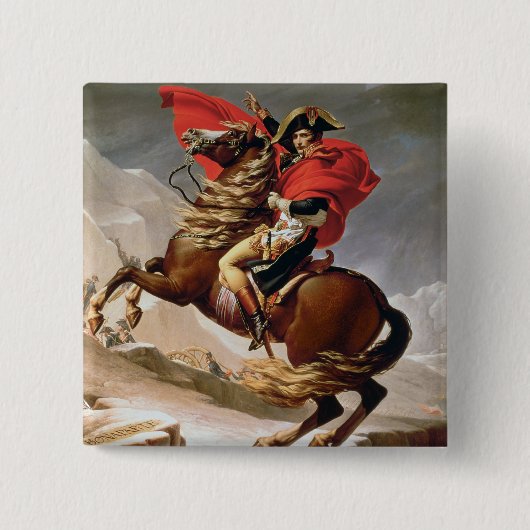 アルプス、c.1800 (キャンバスの油)を交差させているナポレオン 缶バッジ (正面)