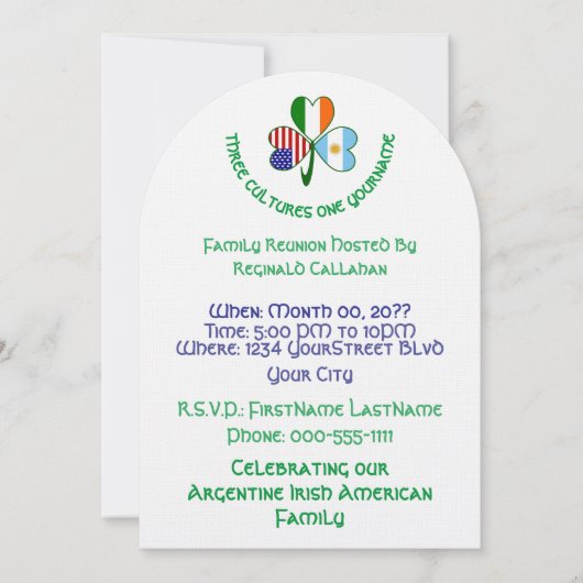 アルヘンティンアイルランドUSAフラッグシャームロックパーソナル懇親会 招待状 (正面)