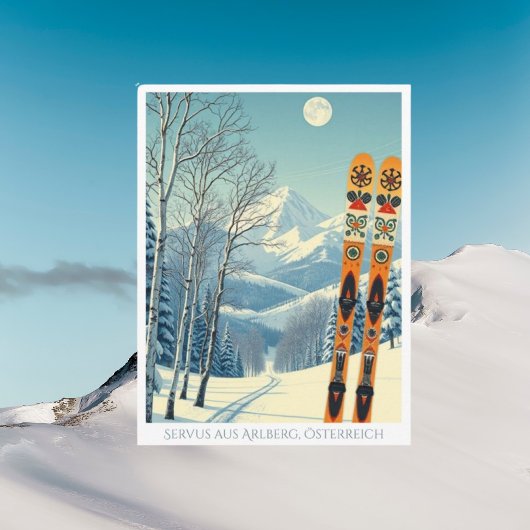 アルベルグオーストリアヨーロッパスキーバケーションレトロポストカード ポストカード