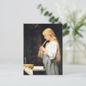 アルベルト・アンカー、髪を編む少女 ポストカード (スタンド正面)