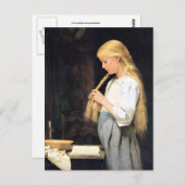 アルベルト・アンカー、髪を編む少女 ポストカード (正面/裏面)