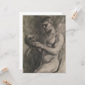 アルベルト・エーデルフェルトによる男性の頭蓋骨を持つ姿 カード (正面/裏面インサイチュ)