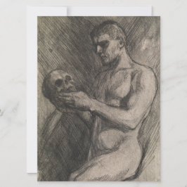 アルベルト・エーデルフェルトによる男性の頭蓋骨を持つ姿 カード