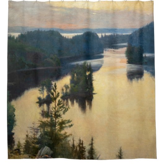 アルベルト・エーデルフェルト - カウコラの尾根に沈む夕日 シャワーカーテン (正面)