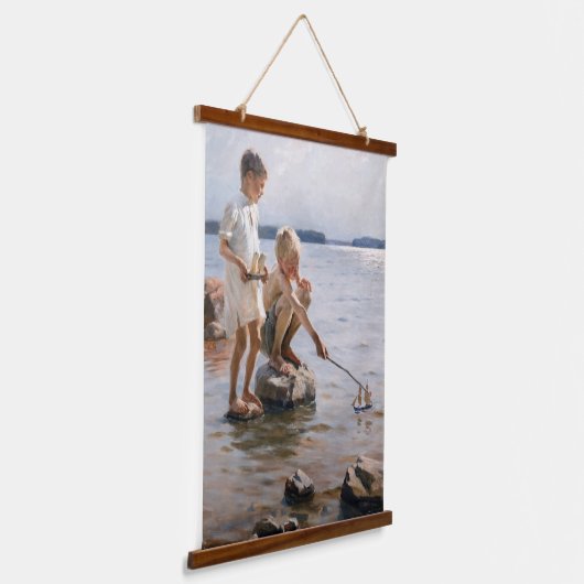 アルベルト・エーデルフェルト - 浜辺で遊ぶ少年たち 吊り下げ型タペストリー (傾斜あり)