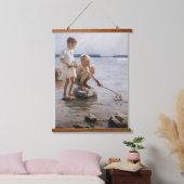 アルベルト・エーデルフェルト - 浜辺で遊ぶ少年たち 吊り下げ型タペストリー (寝室)