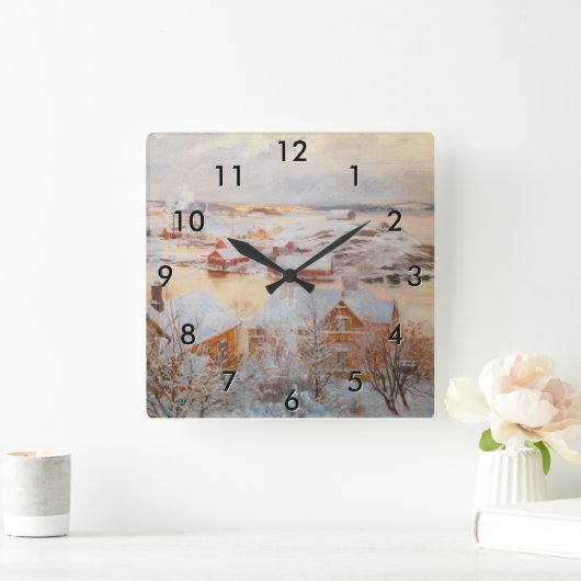 アルベルト・エーデルフェルト - 12月の日 スクエア壁時計 (ホーム)