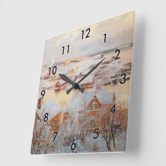 アルベルト・エーデルフェルト - 12月の日 スクエア壁時計 (傾斜)