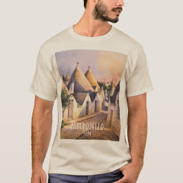 アルベロベッロのトラッリの家 水彩画 旅行 Tシャツ