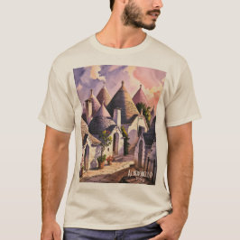 アルベロベッロのトラッリ イタリア 水彩画 Tシャツ