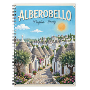 アルベロベッロのビンテージ旅行ポスターイラスト ノートブック
