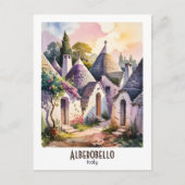アルベロベッロイタリアTrulliウォーター色 – カスタム文字 ポストカード (正面)