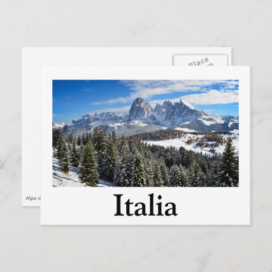 アルペディシウシ,イタリア冬の文字はがき ポストカード (正面/裏面)