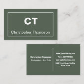 アルペモダンングリーンミニマリストモノグラム 名刺 (正面/裏面)