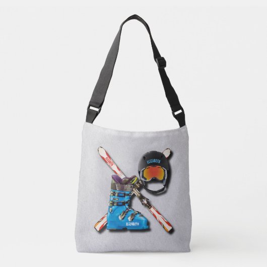 アルペンスキーはあなたの名前のヘルメットGooglesを追い出します クロスボディバッグ (正面)