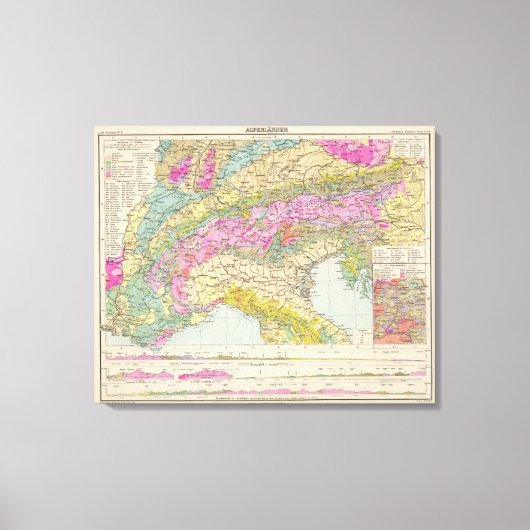 アルペンランダー – アルプスの地図 キャンバスプリント (正面)