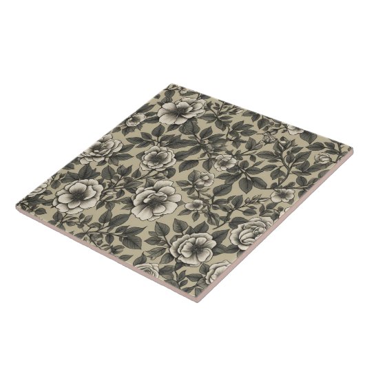 アルペンローズフローラヴィンテージパターン タイル (側面)