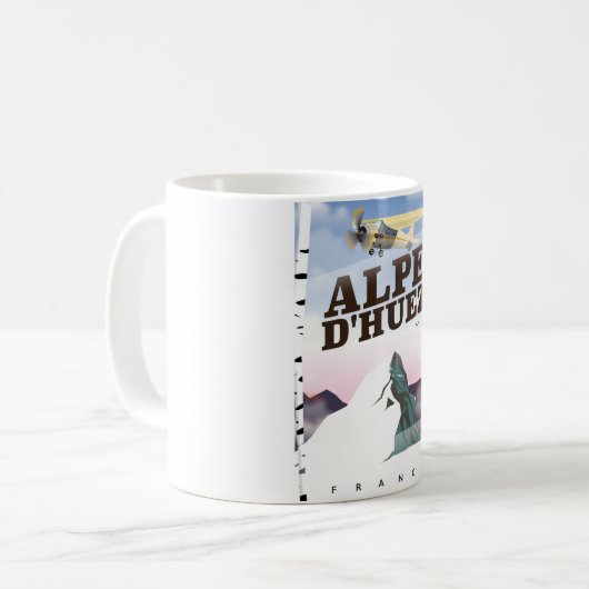 アルペ・ドゥエス、フランスのスキー旅行ポスター コーヒーマグカップ (正面左)