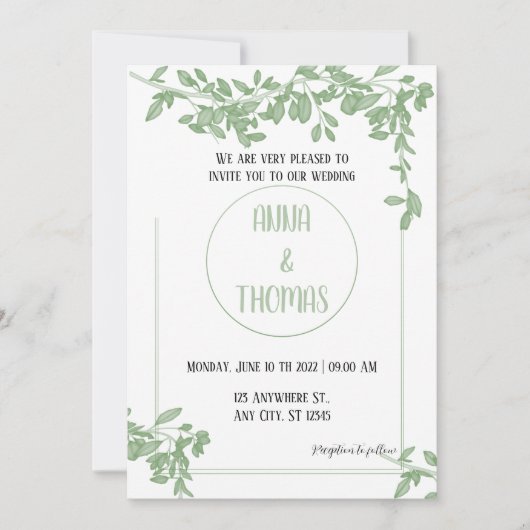 アルボエレガントリアルグ葉レリー結婚式招待状 招待状 (正面)