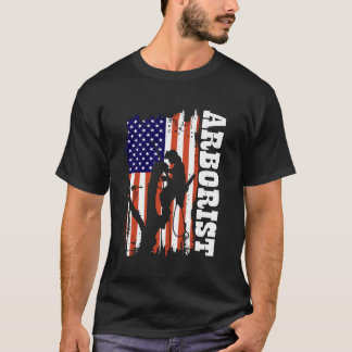 アルボリストヴィンテージアメリカ国旗のチェーンソー第4位のジュン Tシャツ