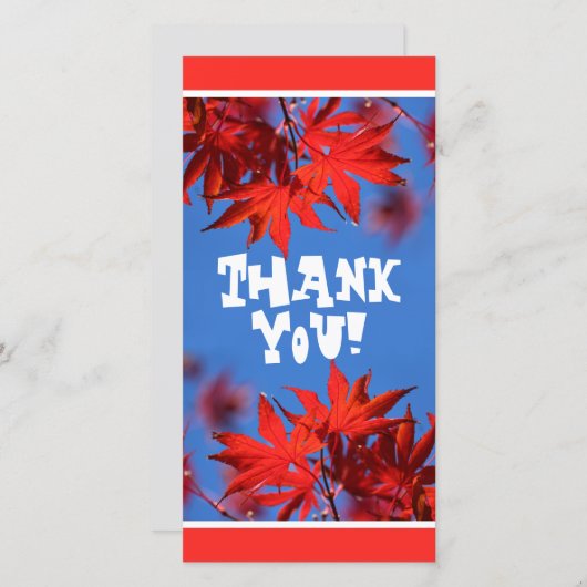 アルボリスト炎秋色:赤いカエデ葉の サンキューカード (正面/裏面)